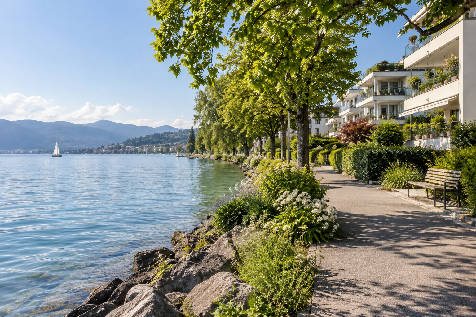 Symbolische Wohnlage mit Promenade und See